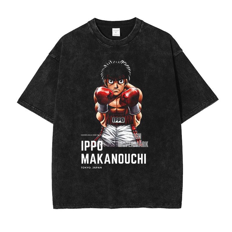 Anime MMakunouchi IIppo Tshirts Oversized Vintage Washed HHajime No Ippo T Shirt Manga The FFighting T Shirt for Man Cotton
