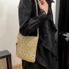 Damska Plażowa Tkana Słomkowa Torba na Ramię Listonoszka z Frędzlem Boho Ażurowa Szydełkowa Torba Crossbody Kopertówka