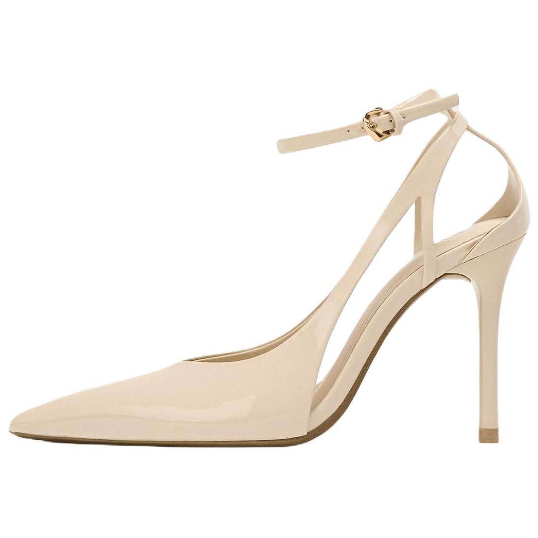 ZARA Ankle Strap Slingback Stiletto Heels Beige Womens 13212510719 39