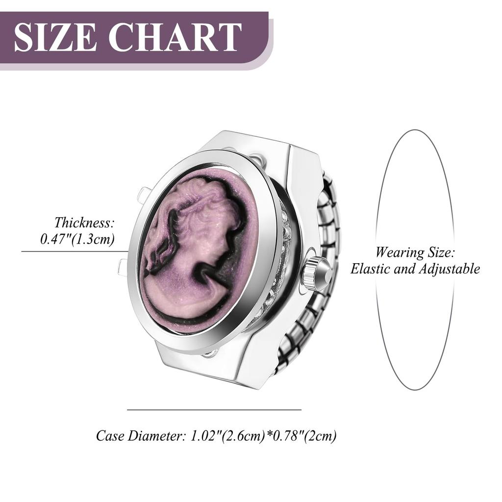 JEWELRYWE Women's Ring Watch Simple Stylish Stainless Steel Finger Ring Free Size Quartz Fashion Accessory - Birthday Christmas Valentine's Day Gift