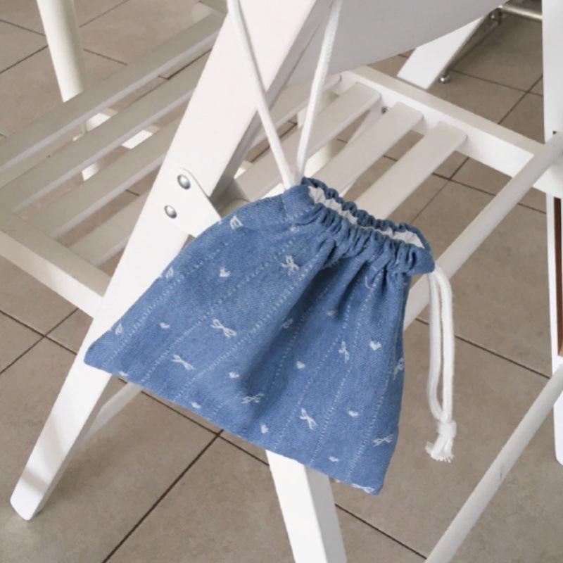 

Корейский стиль, Джинсовый бант, Карман из ткани, Мешочек для подарков на шнурке, Мини, Портативный дорожный, Сумка для макияжа, Сумка для хранения