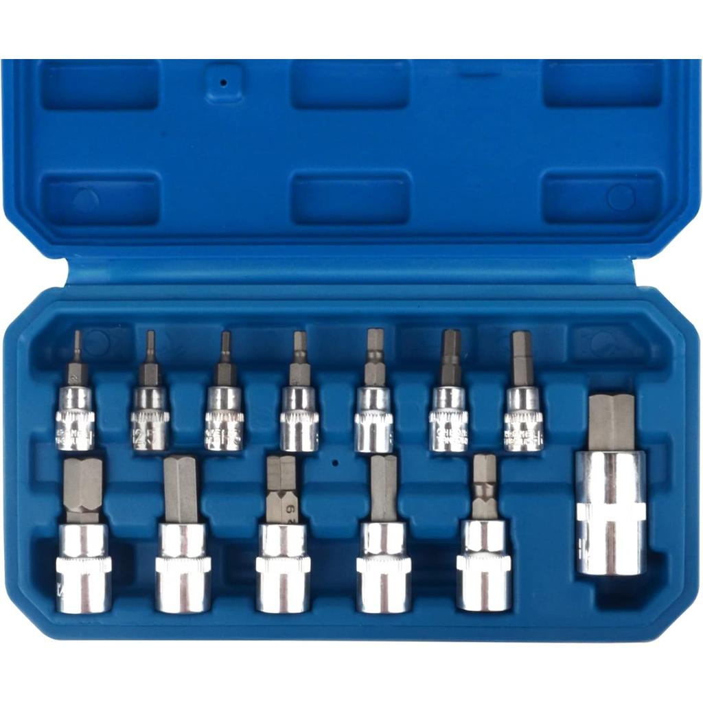 Hex Bit Socket Set Premium S2 Alloy Steel, 13-Piece Metric 2-14mm Allen Socket Kit