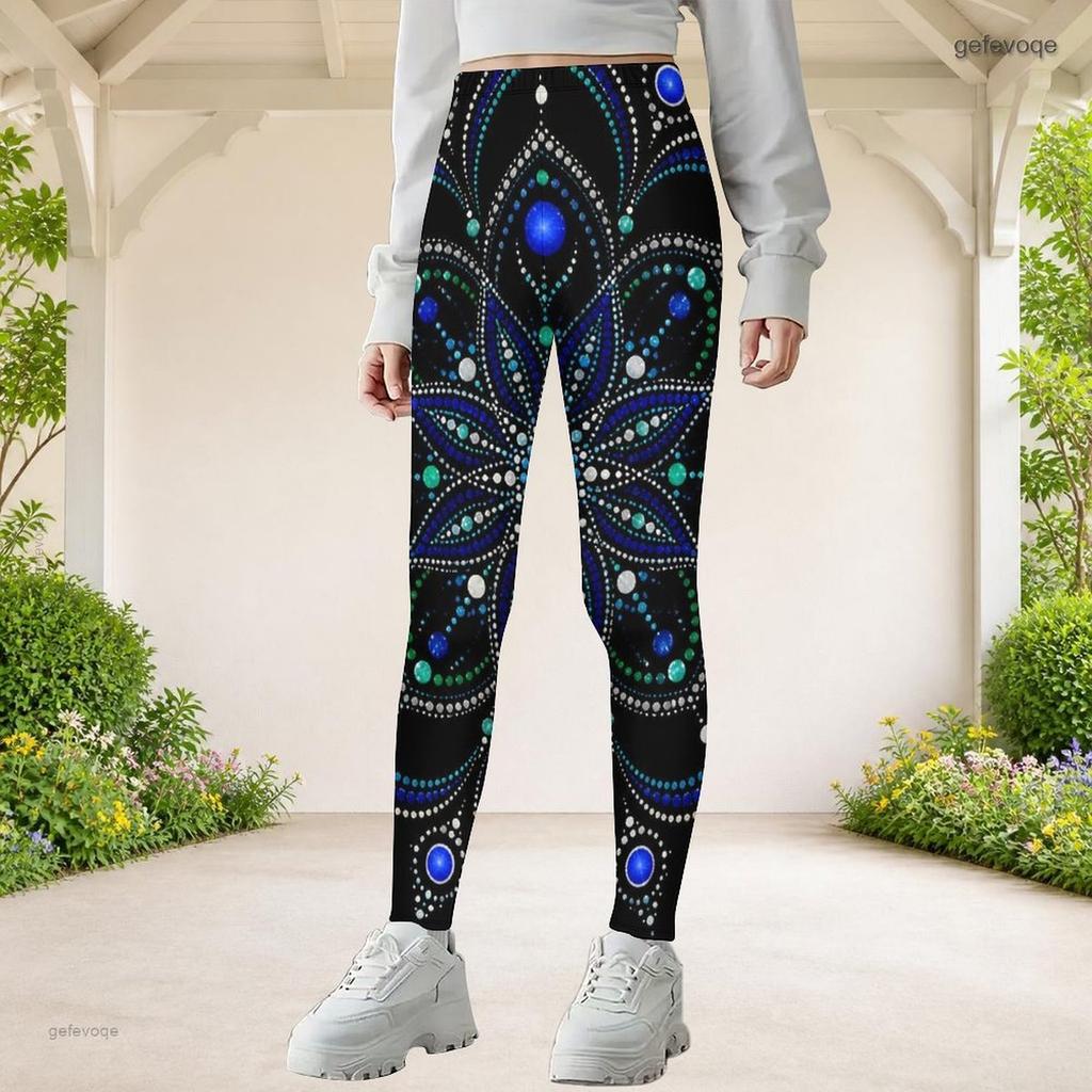 Girls Rainbow Galaxy Printed Full Length Stretch Waist Yoga Leggings