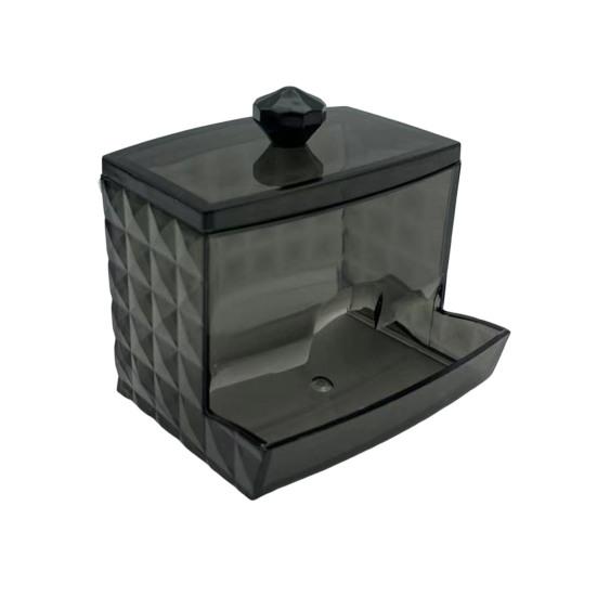 Storage Box with Bamboo Lid Dustproof Moisture Resistant Clear Acrylic Container Cotton Swabs Dental Floss Jewelry Organizer