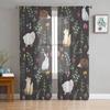 Window Cartoon Birch White Fox Curtains Living Room Tulle Curtains Kitchen Decor Kids Room Curtain Window Treatment