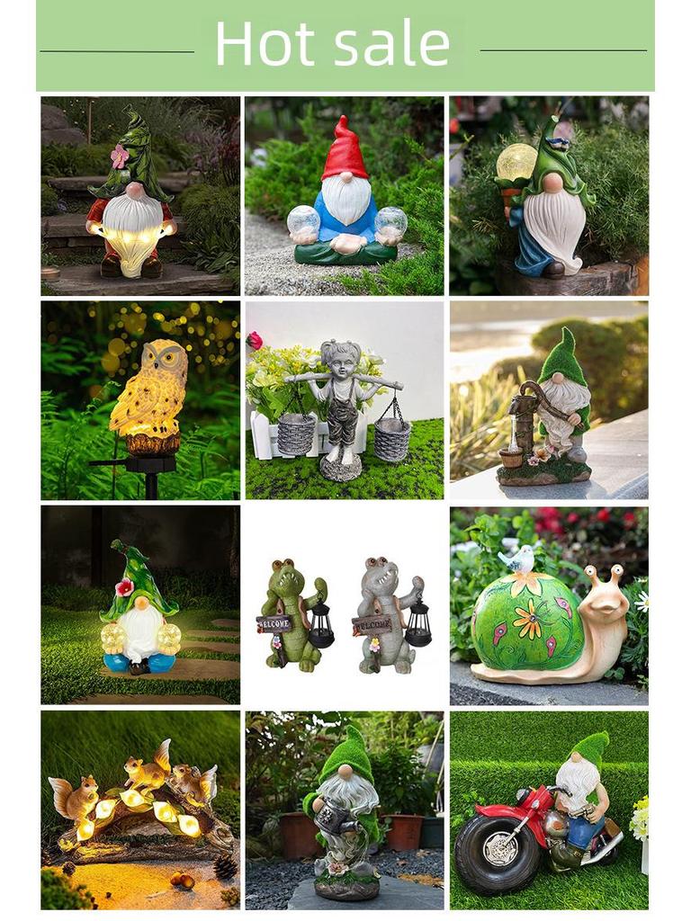 Solar Garden Gnome Resin Ornament for Outdoor Decoration