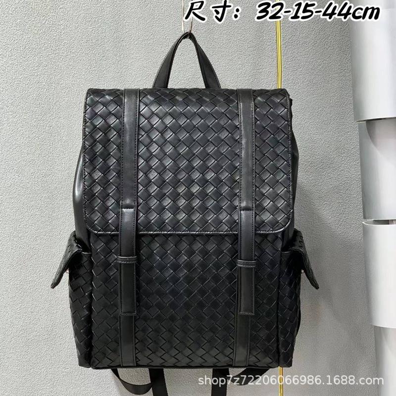 

Genuine leather texture backpack woven casual fashion backpack large capacity business men s and women s travel school bag computer bag trendy 32x15x44cm чорний