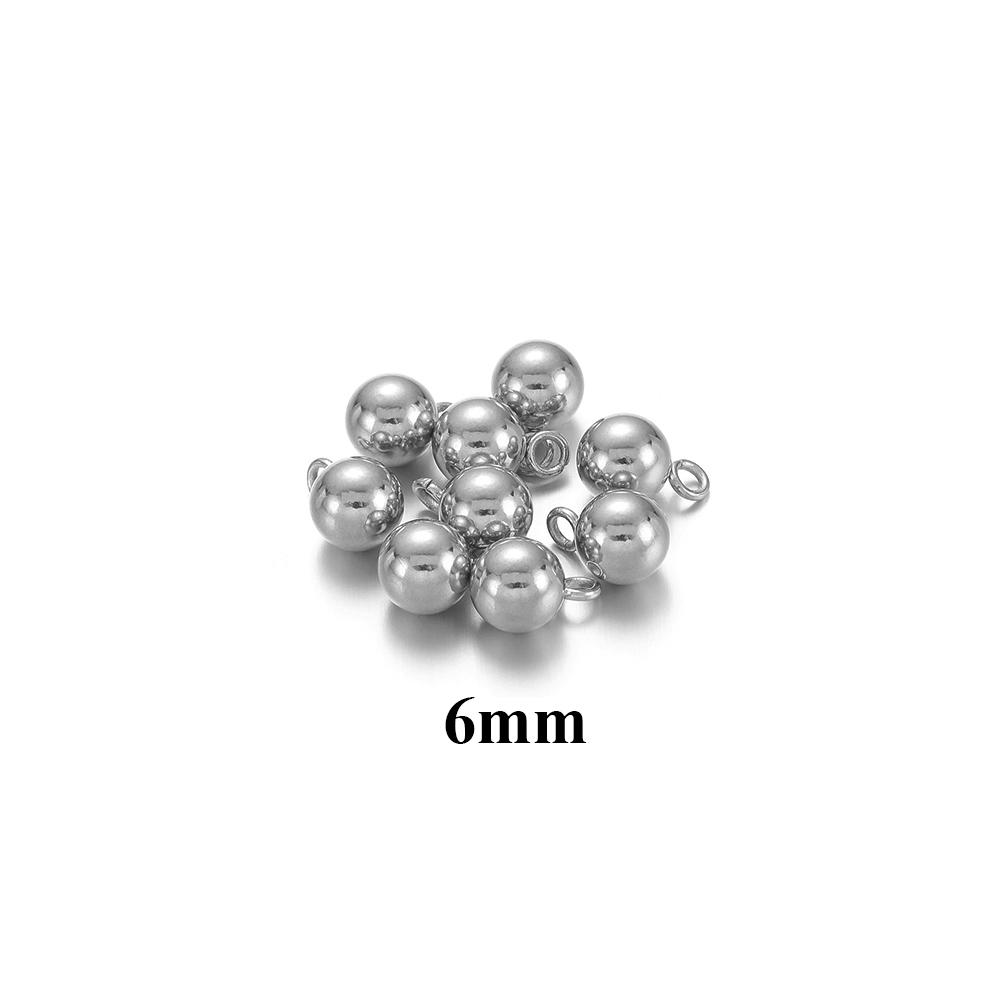 20pcs Stainless Steel Solid Ball Beads Charms Pendants Necklace Making DIY Jewelry Earrings Findings Bracelets Supplies
