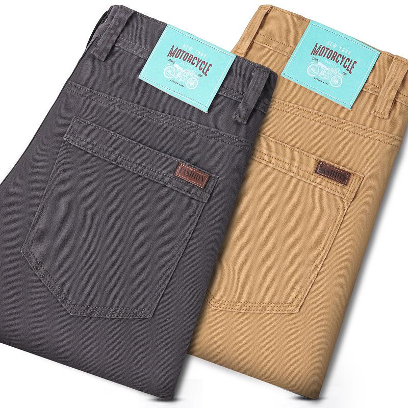 Lightweight luxury denim trousers for men Straight-leg stretch solid colour summer lightweight new style Casual long trousers