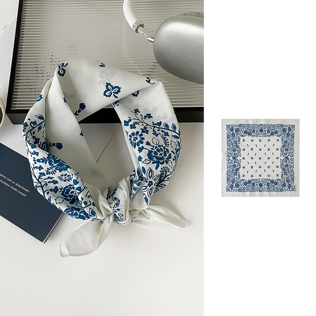 Women s Scarf Handkerchief Hijab Square Bandana Headscarf Cotton Scarves Woman Female Print Windproof Shawl Head Wrap For Daily 55x55cm