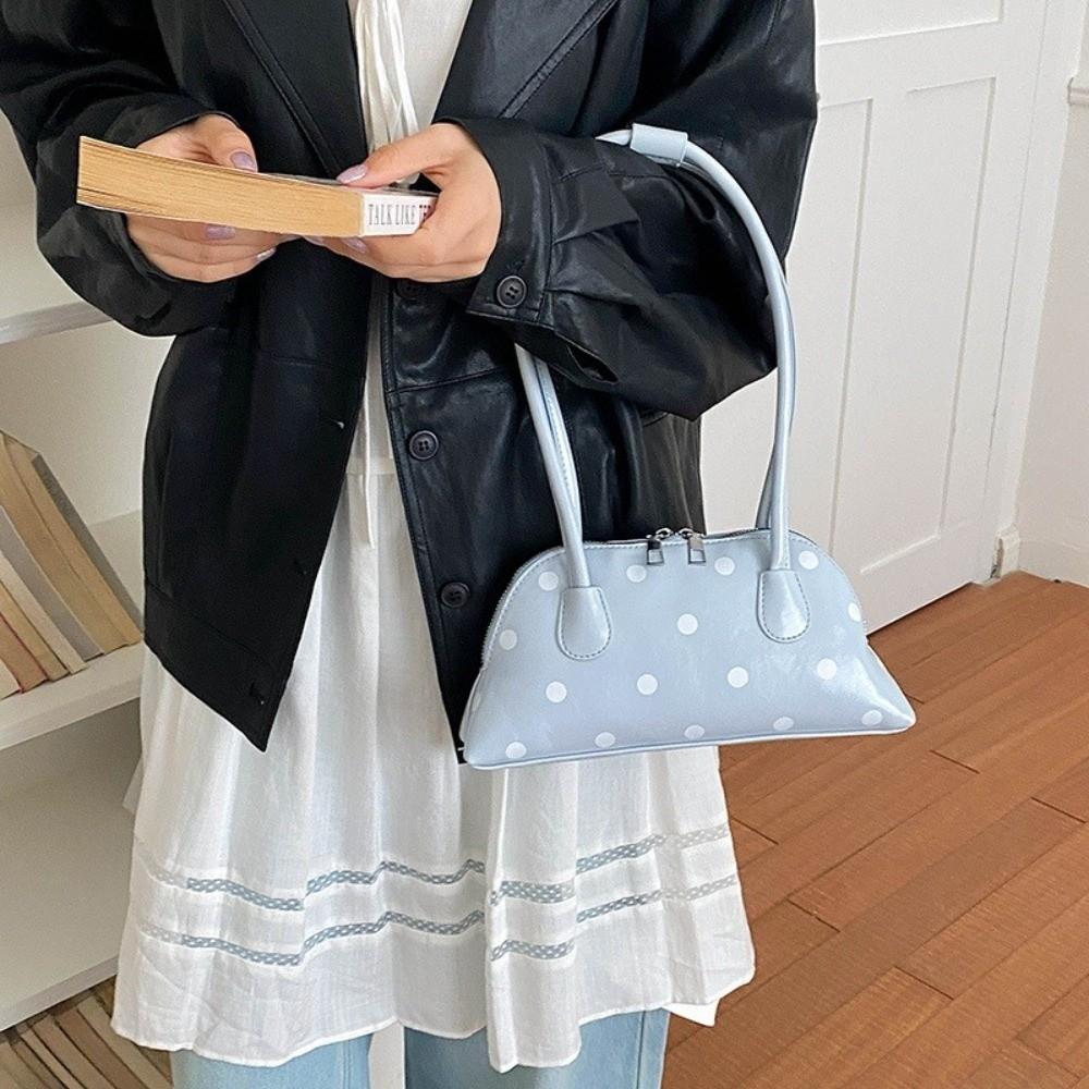 Sweet Polka Dot Shoulder Bag Lightweight Commuting Bag Cute Leather Underarm Bag Party