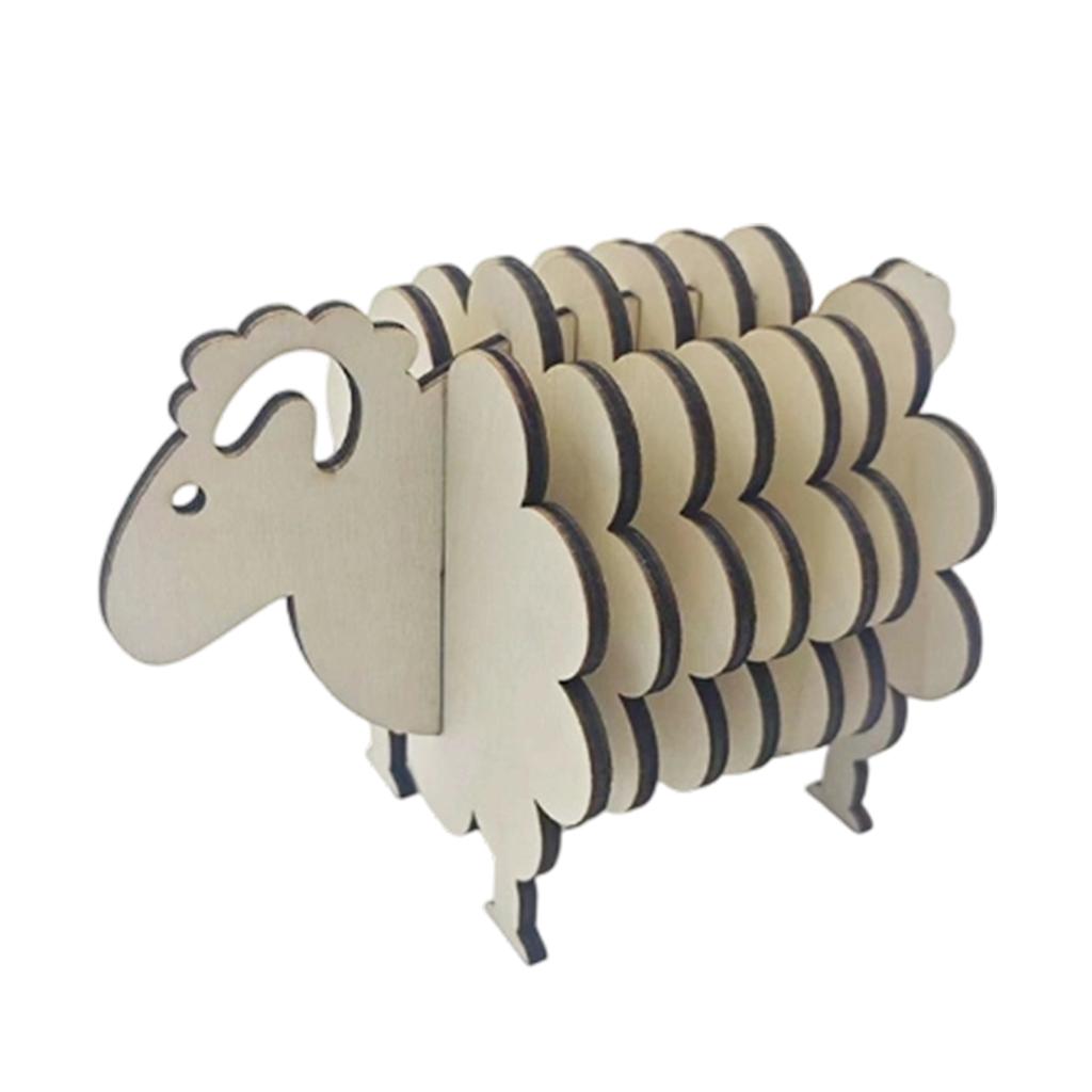 Wooden Sheep Coaster Set with Holder 6 Piece Absorbent Drink Coasters for Table Protection and Decoration