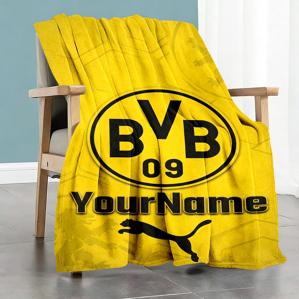 Borussia Dortmund Personalized Name Blanket Lightweight Personalized Blanket Soft & Cozy Perfect for Nap Sofa Livingroom Bedding All-Season Use