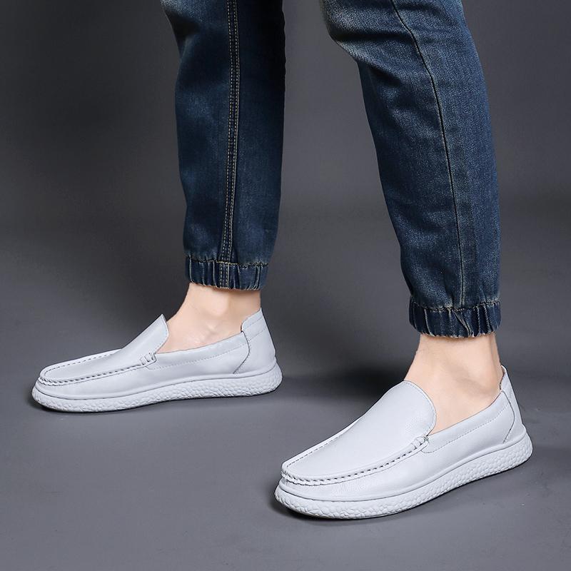 Men Loafers Genuine Leather Shoes For Men Slip On Casual Shoes Moccasins Breathable Sneakers Men Driving Shoes Comfort Flats