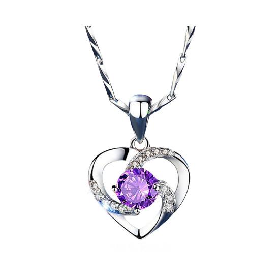 

Женский кулон в форме сердца с кубическим цирконием, медное ожерелье, романтическая любовь, подарок на день Святого Валентина, женские украшения для шеи, выпускное вечерние, ожерелье на ключице C