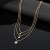 Exquisite Three Layer Circular Rhinestone Pendant Necklaces for Women Ladies Temperament Stacking Necklaces Jewelry Accessories