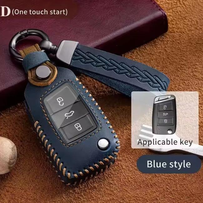 Leather Car Folding Key Case Cover for VW Volkswagen Golf 7 MK7 Tiguan MK2 For SEAT Ateca Leon FR 2 Ibiza For Skoda Octavia A7