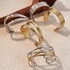 New Stainless Steel Hollow Geometric Cuff Open Minimalist Bracelet Bangle Multi Layer Striped Statement Waterproof Wrist Jewelry