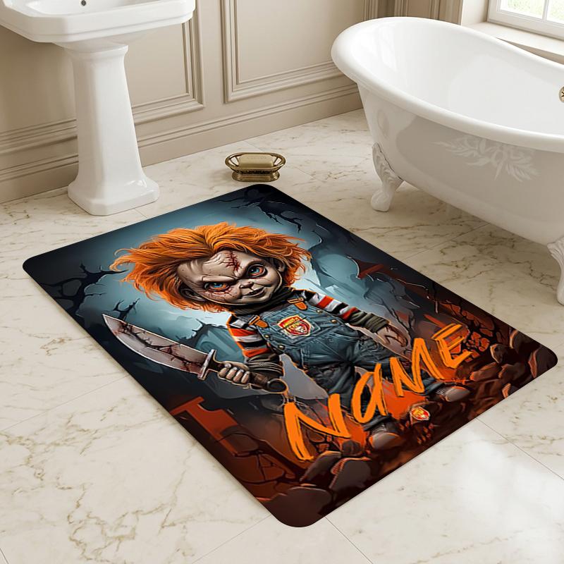 Personalized Name Horror Doll Living Room Non-Slip Area Rug Soft Carpet for Bedroom Playroom Sofa Office Home Decor Doormat