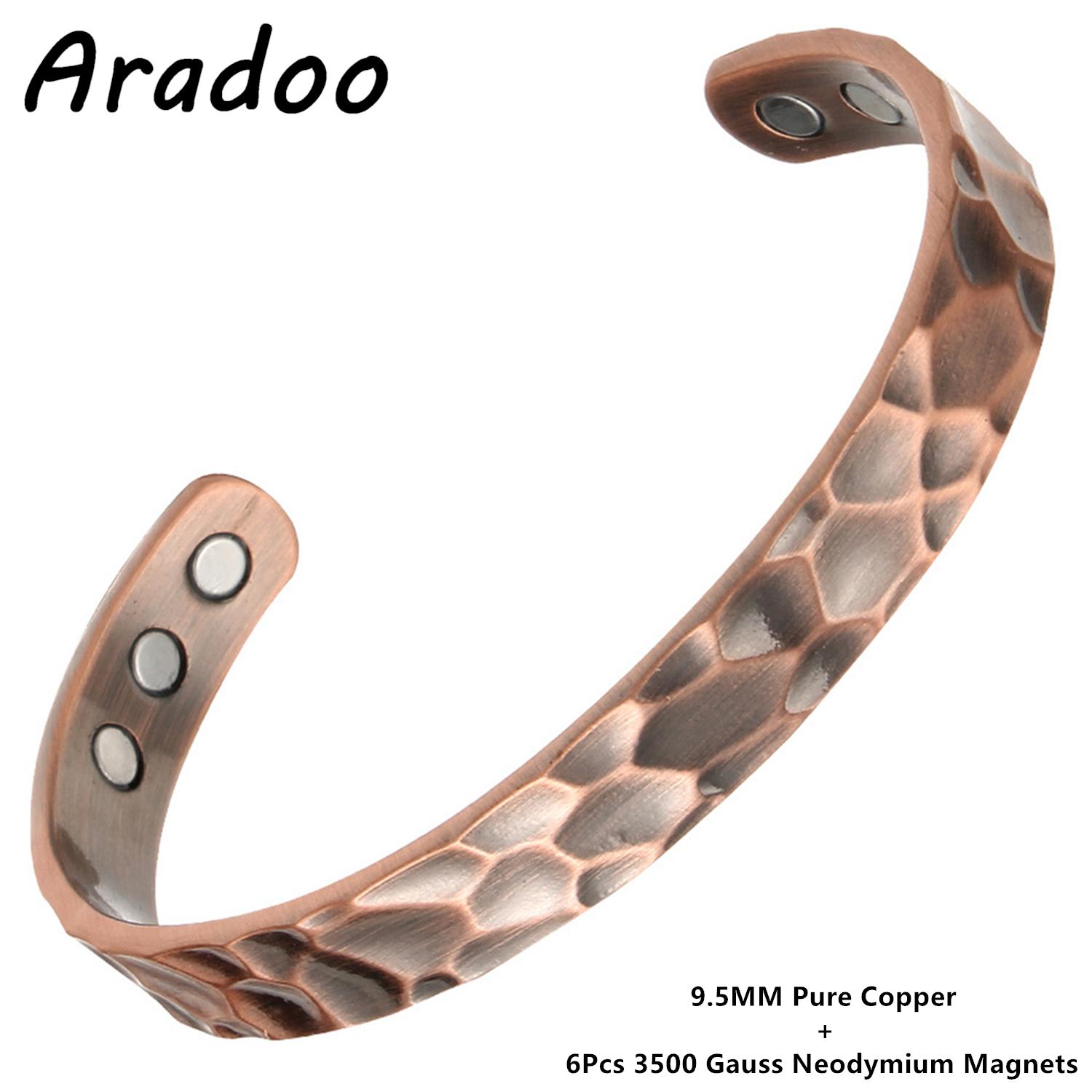 

Pure Copper Bracelets for Women Vintage Flower Cuff Bangle with 3500 Gauss Magnets Jewelry Gifts