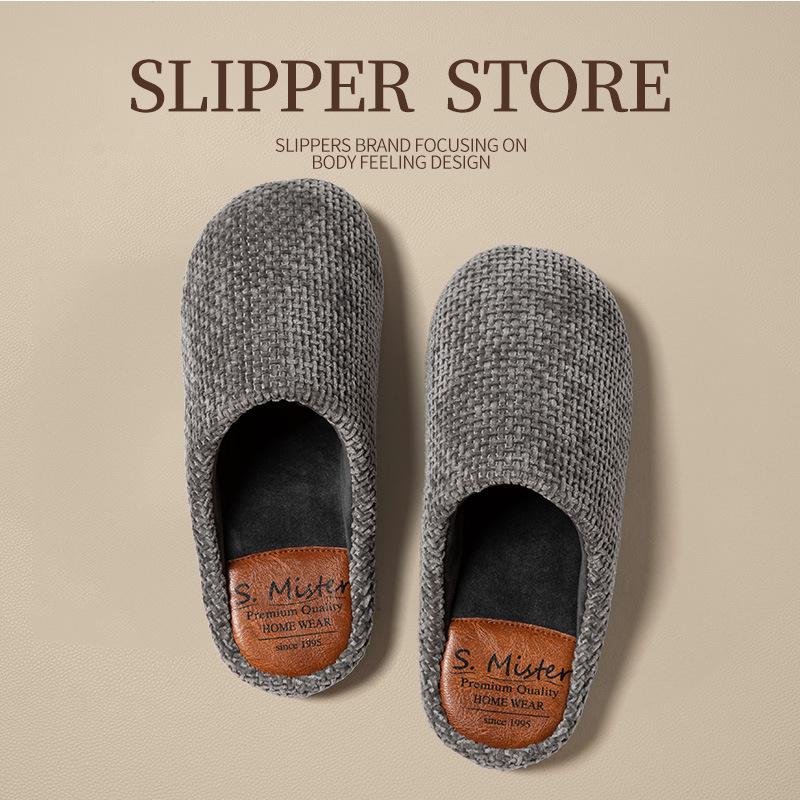 Premium Men's & Women's Warm Cotton Slippers, Non-slip Plush Indoor Silent Sandals for Autumn/Winter.