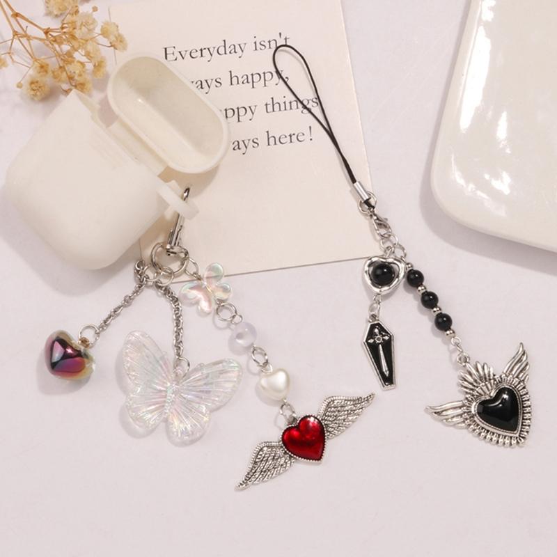 Trendy Phone Lanyard Angel Heart Keychain Pendant Durable Phone Strap Portable Phone Jewelry Suitable for Keys Phones