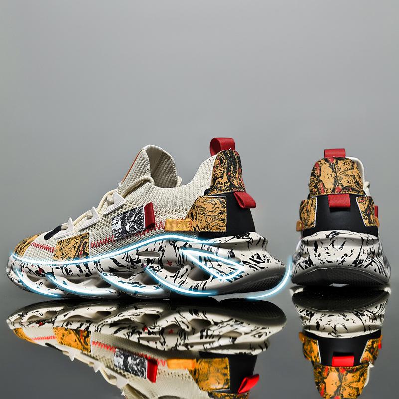Luxury Men Sneakers Trend Brand Designer Running Shoes Graffiti Fashion Street Blade Sole Skateboarding Shoes Platform Mesh Shoe