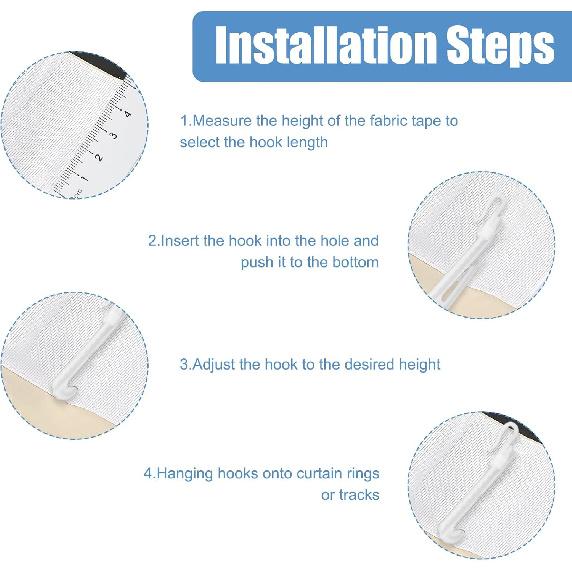 80 Pcs Plastic Curtain Hooks, Adjustable Pinch Pleat Hooks for Window Curta, Door-Curtain, Shower-Curtain (70mm/2.75inch)