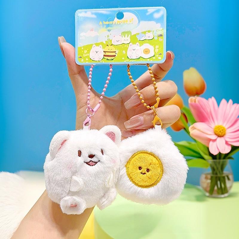 Plush Cartoon Samoyed Keyring With Magnetic Closure For Backpack And Key Holder