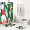 Christmas Shower Curtain Floor Mat Combination Four-Piece Set Bathroom Toilet Carpet Shower Room Mat Foot Mat