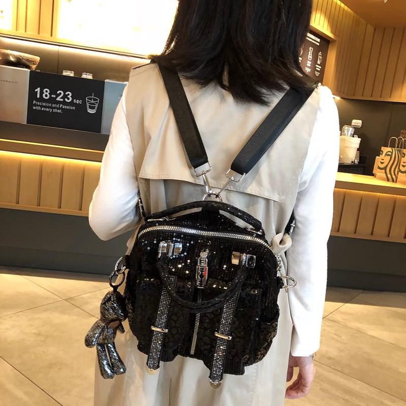 2023 Damenmode, Mehrzweck-Handtasche und Rucksack mit Pailletten – trendige Umhängetasche im koreanischen Stil