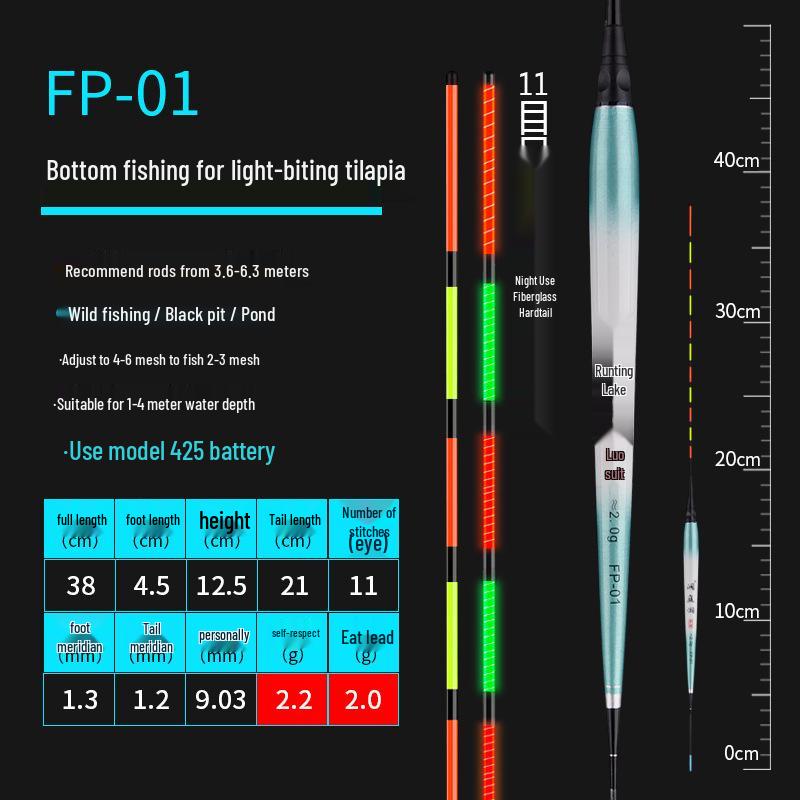 High Sensitivity Dual-Use Electronic Fishing Float for Crucian Carp and Tilapia - Day/Night Bright, Hard Tail Design for Wild & Black Pit Competition