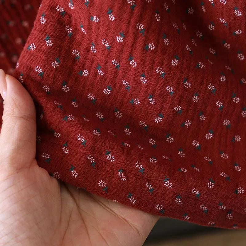 2026 New Spring and Autumn Women's Sleeping Skirt 100%Cotton Crepe Red Large Size Long Sleeve Home Sleeping Skirt Princess Skirt