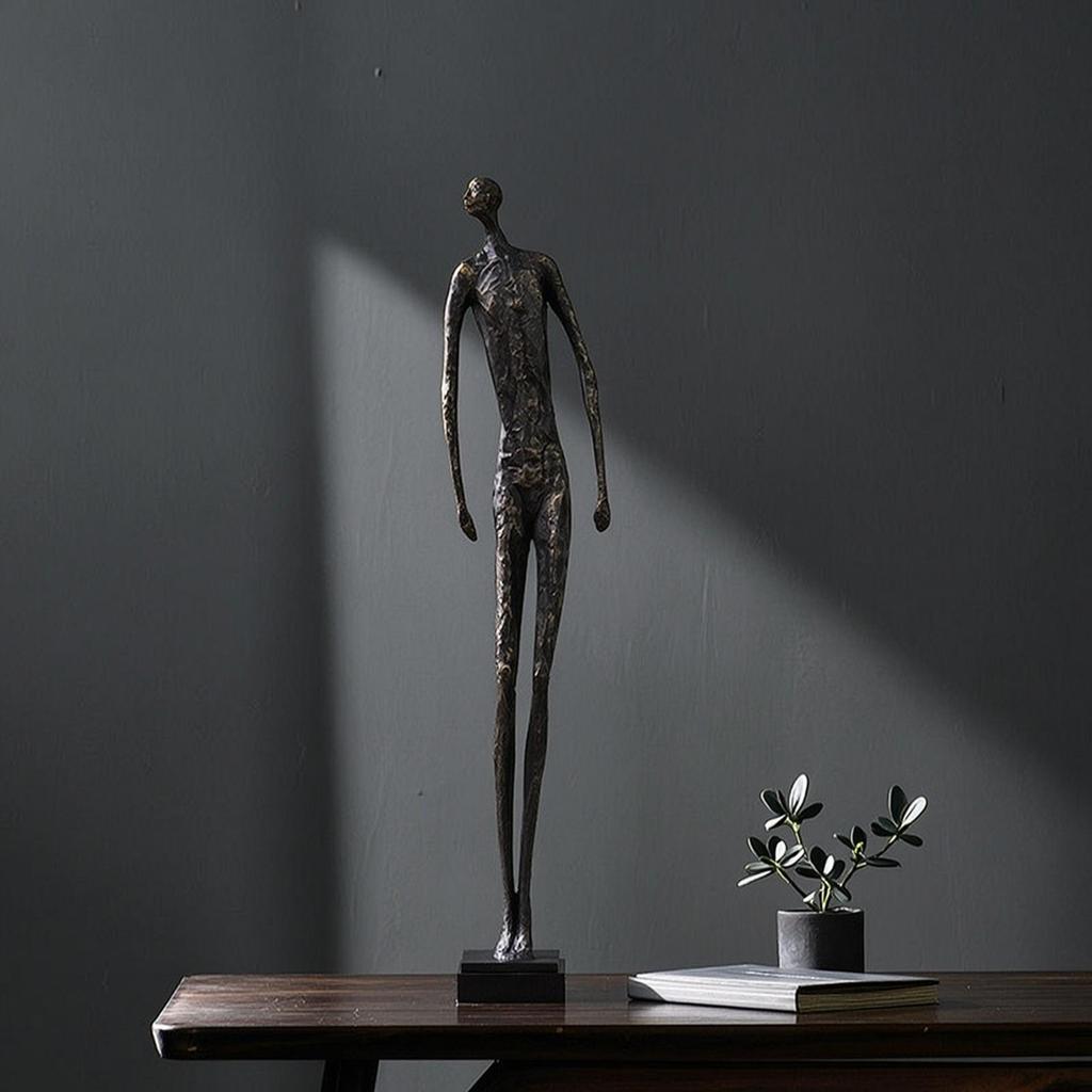 Textured Human Figure Sculpture Slender Abstract Statue Tall Decorative