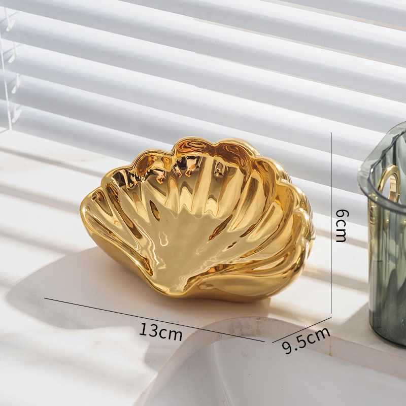 Shell Shaped Ceramic Soap Dish Bathroom Accessories Soap Holder Draining Box Creative Desk Jewelry Display Tray