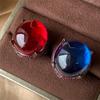 Jewelry Copper Bottom Gold-Plated Ice Seed Fluorescent Denier-Shaped Corundum Black Gold Personalized Women'S Ring Main Stone 18 * 20
