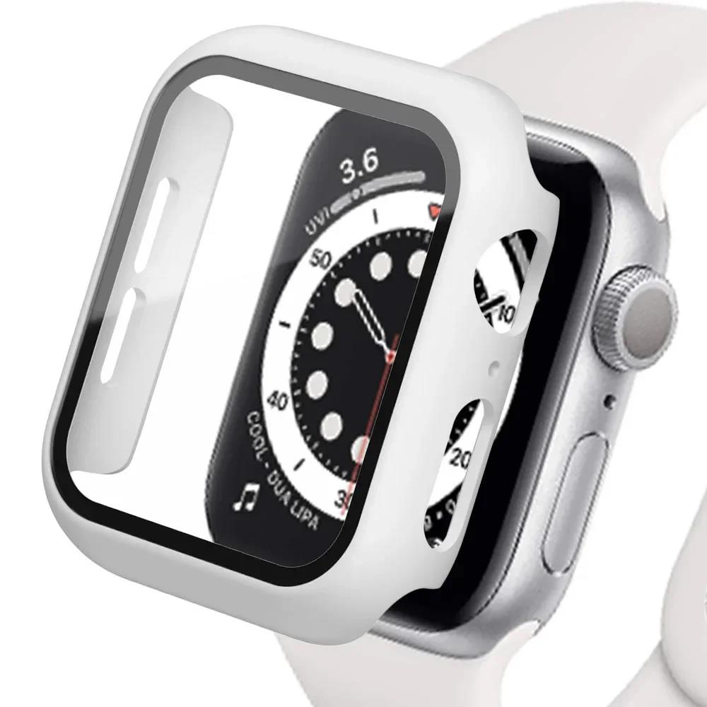 Gehärtetes Glas+Hülle für Apple Watch 11 10 46mm 42mm 9 8 7 PC Stoßfänger Displayschutz Hülle iWatch Serie 6 5 4SE 44mm 40mm 41 45 7