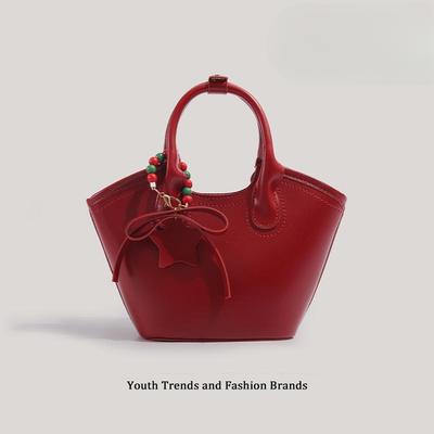 Borsa a Cesto Tote Stile Vintage Francese Monospalla Borsa a Tracolla Tutto Borsa Secchiello da Pendolare Borsa Rossa da Matrimonio