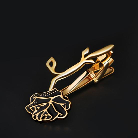 Detachable Tie Back Golden Flower Design Tie Clip Versatile Bow Tie Clip Weddings Business Suits Accessories