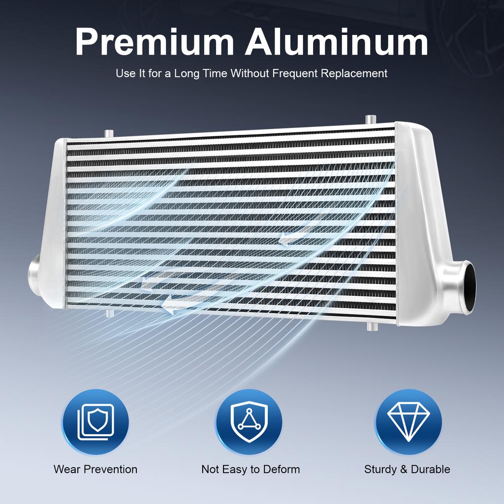 Universal Front Mount Intercooler, 3" Inlet/Outlet Aluminum Turbo Intercooler, Coresize 24"x12"x4", Overall size 31"x12"x4"