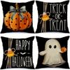 4pcs Halloween Throw Pillow Covers - Trick Or Treat, Pumpkin & Ghost Designs |  Perfect For Fall Decor & Party Couch Accents