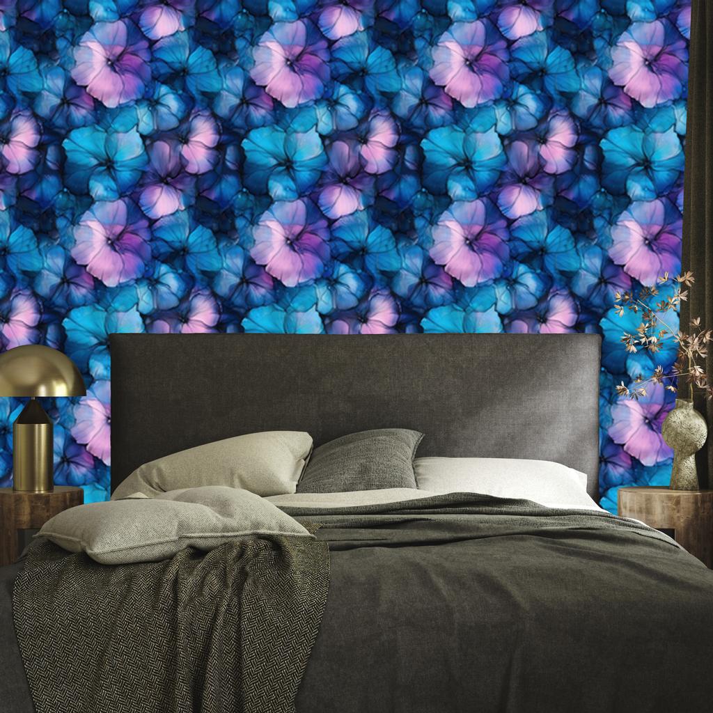 Wallpaper Ink blue, navy blue, purple and turquoise 50x1000