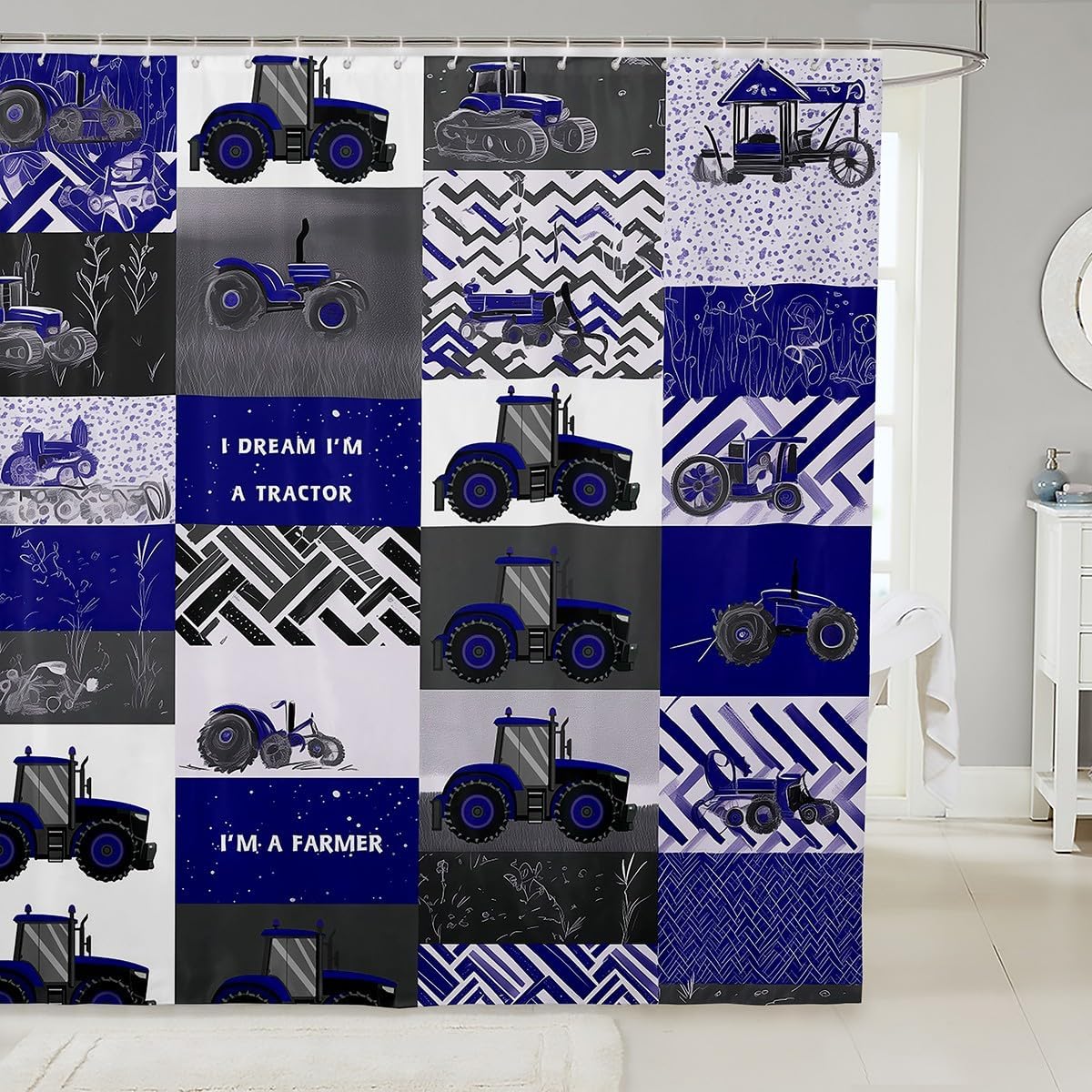 

Kids Tractor Shower Curtain For Boys Girls Red Cartoon Tractor Fabric Shower Curtain Farm Vehicle Truck Waterproof Bathroom W60H190(CM)-1 Pcs