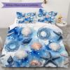 Beach Seagull Shell Pattern Bedding uilt Set uilt Cover Pillowcase Home Decoration Birthday Gift (1 * duvet cover + 2 * pillowcase without core)