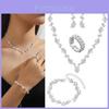 Water Drop Jewelry Set With Rhinestone Earrings Necklace And Bracelet For Bridal And Wedding