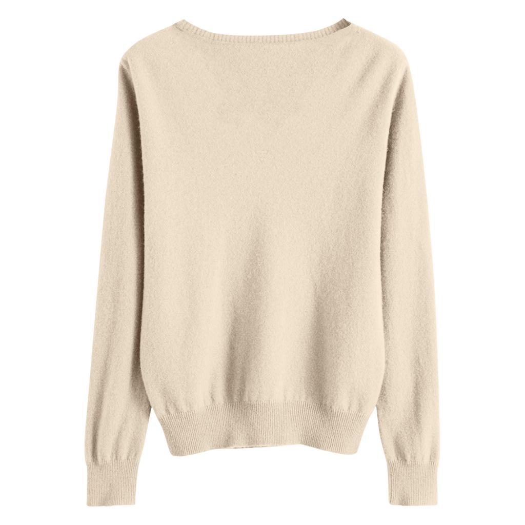 Women's Casual Lace V-Neck Base Layer Knitted Long Sleeve Solid Color Sweater