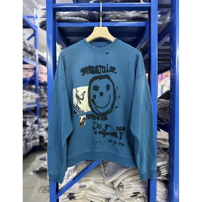 Oversized Drop Shoulder Washed Vintage Crewneck Sweatshirt Men Fall 2026 Casual Streetwear