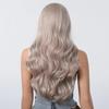 ALAN EATON Light Ash Blonde Wavy Synthetic Wigs Long Ombre Fake Hair Wave Wig with Bangs Heat Resistant Daily Wig for Women Use