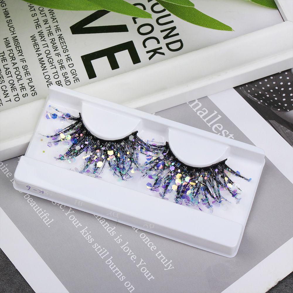 Handmade Glitter Powder Color Luminous Nude Makeup 3D False Eyelashes Fake Lashes Makeup Supplies