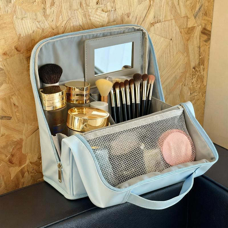 Makeup Bag Large Capacity High Quality Women's Makeup Case Portable Outdoor Partition Toiletries Bag Travel Bag Makeup Storage Bag With Mirror